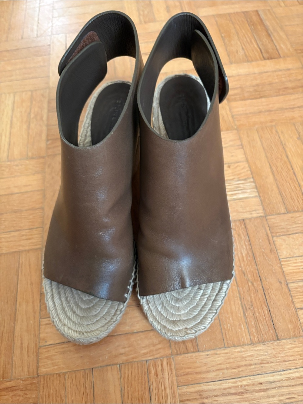 Celine Women's Brown Leather Espadrille Slingback Sandals